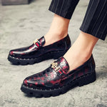 Herren Lederschuhe Slip-On – Krokodilmuster, Glänzend, British Casual, Vielseitig - flohmarkt-deutschland.shop