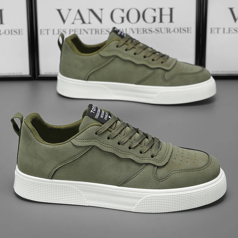 Herren Low-Top Sneaker – Atmungsaktiv, Weiche Sohle, Grün/Schwarz/Rot, Freizeit, Frühling & Herbst - flohmarkt-deutschland.shop