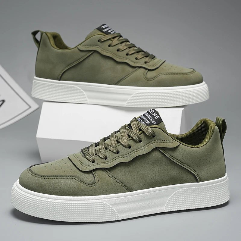 Herren Low-Top Sneaker – Atmungsaktiv, Weiche Sohle, Grün/Schwarz/Rot, Freizeit, Frühling & Herbst - flohmarkt-deutschland.shop