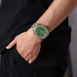 Herren Luxusuhr Diamant Bling – Gold, Strass, Kalender, Quarz, Geschenk - flohmarkt-deutschland.shop