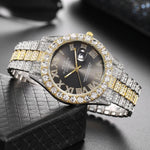 Herren Luxusuhr Diamant Bling – Gold, Strass, Kalender, Quarz, Geschenk - flohmarkt-deutschland.shop