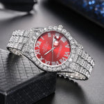 Herren Luxusuhr Diamant Bling – Gold, Strass, Kalender, Quarz, Geschenk - flohmarkt-deutschland.shop