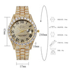 Herren Luxusuhr Diamant Bling – Gold, Strass, Kalender, Quarz, Geschenk - flohmarkt-deutschland.shop