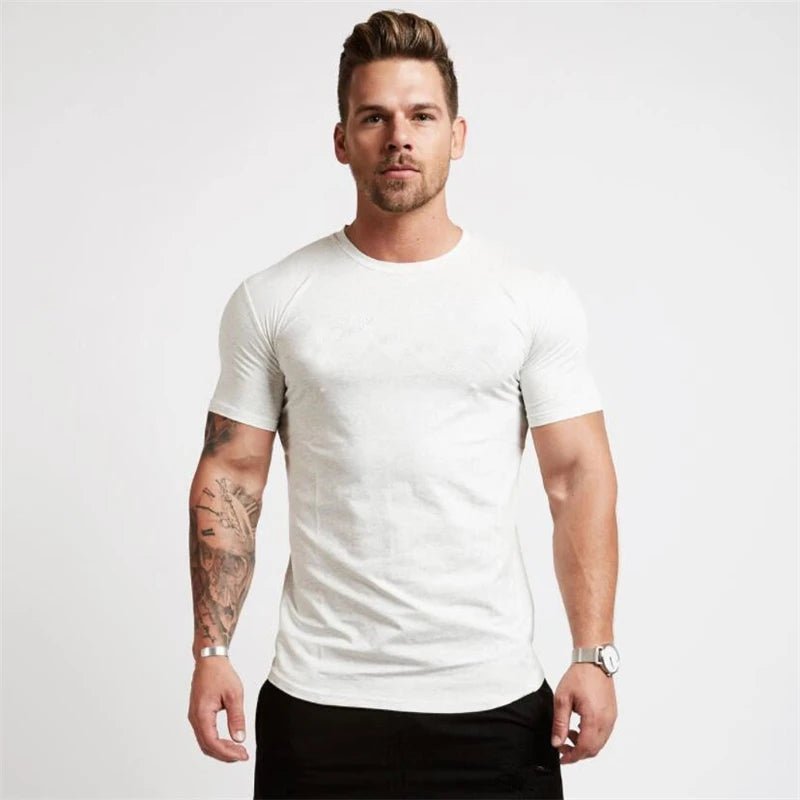 Herren Muskelsport-T-Shirts, modische T-Shirts, Oberteile, kurzärmelig, sportliches Training, Fitnessstudio, Kleidung, schmale Passform, T-Shirts für Herren - flohmarkt-deutschland.shop