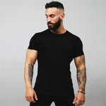 Herren Muskelsport-T-Shirts, modische T-Shirts, Oberteile, kurzärmelig, sportliches Training, Fitnessstudio, Kleidung, schmale Passform, T-Shirts für Herren - flohmarkt-deutschland.shop
