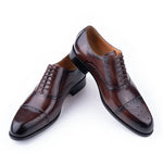 Herren Oxford Brogue – Italienisches Echtleder, Luxus, Elegant, Hochzeit - flohmarkt-deutschland.shop