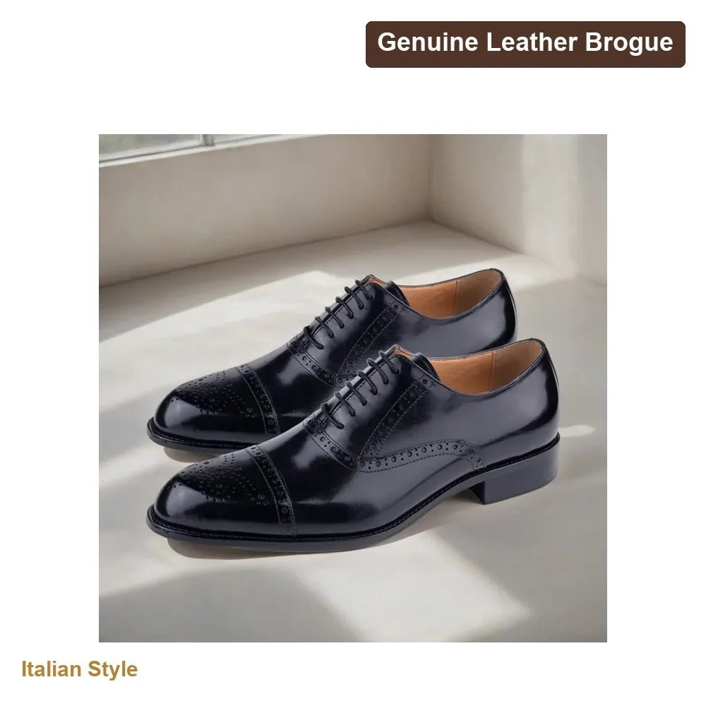 Herren Oxford Brogue – Italienisches Echtleder, Luxus, Elegant, Hochzeit - flohmarkt-deutschland.shop