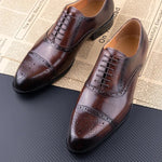 Herren Oxford Brogue – Italienisches Echtleder, Luxus, Elegant, Hochzeit - flohmarkt-deutschland.shop