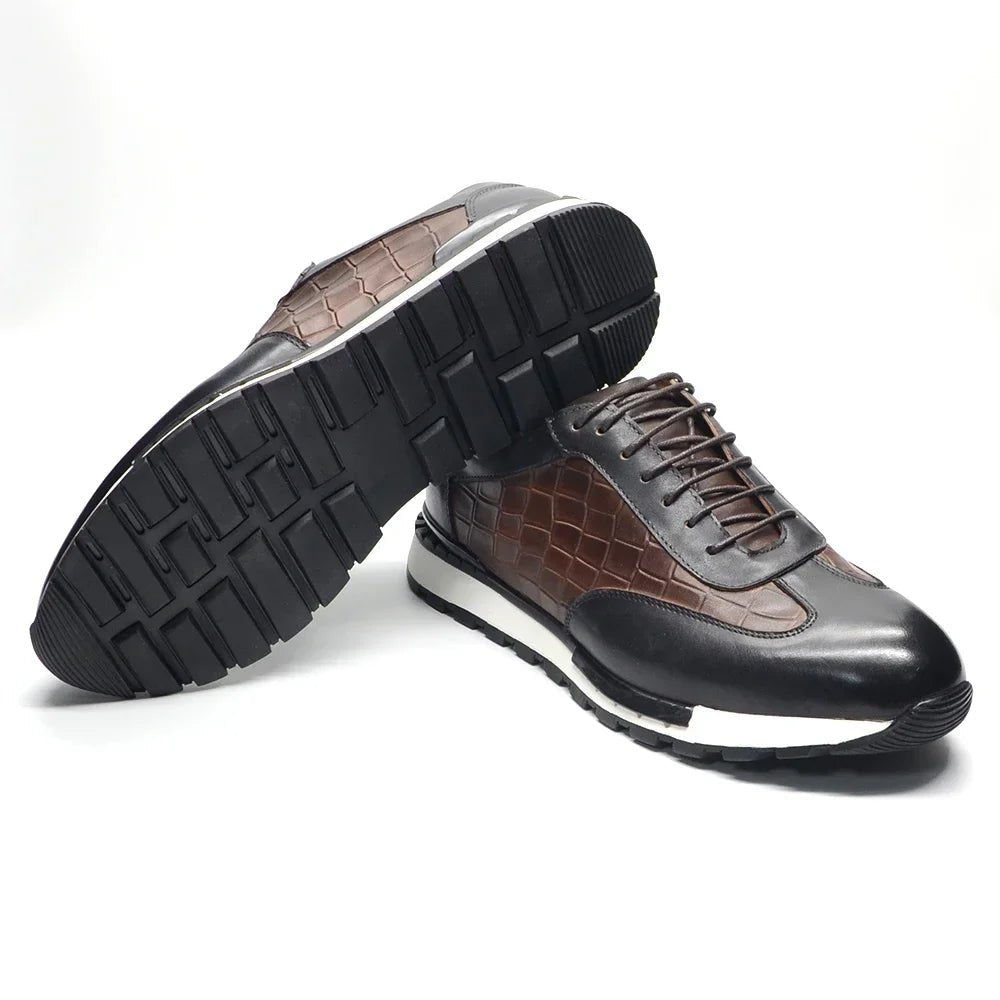 Herren Oxford Luxus – Echtes Rindsleder, Krokodilmuster, Rutschfest, Business Casual - flohmarkt-deutschland.shop