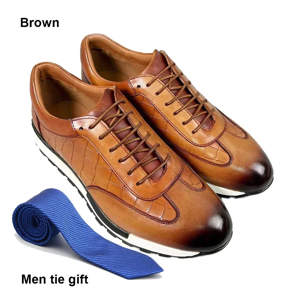 Herren Oxford Luxus – Echtes Rindsleder, Krokodilmuster, Rutschfest, Business Casual - flohmarkt-deutschland.shop