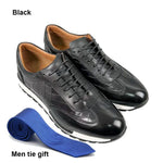 Herren Oxford Luxus – Echtes Rindsleder, Krokodilmuster, Rutschfest, Business Casual - flohmarkt-deutschland.shop