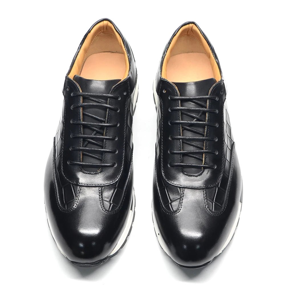 Herren Oxford Luxus – Echtes Rindsleder, Krokodilmuster, Rutschfest, Business Casual - flohmarkt-deutschland.shop