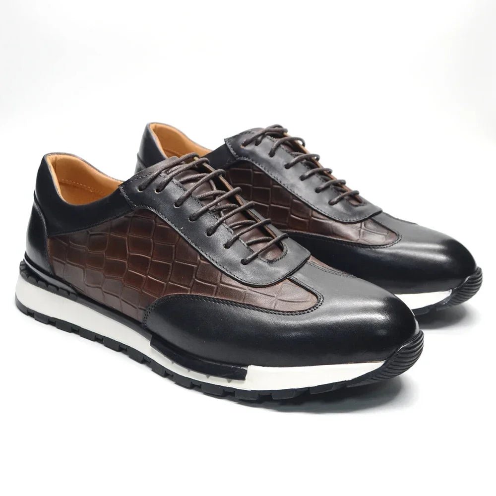 Herren Oxford Luxus – Echtes Rindsleder, Krokodilmuster, Rutschfest, Business Casual - flohmarkt-deutschland.shop