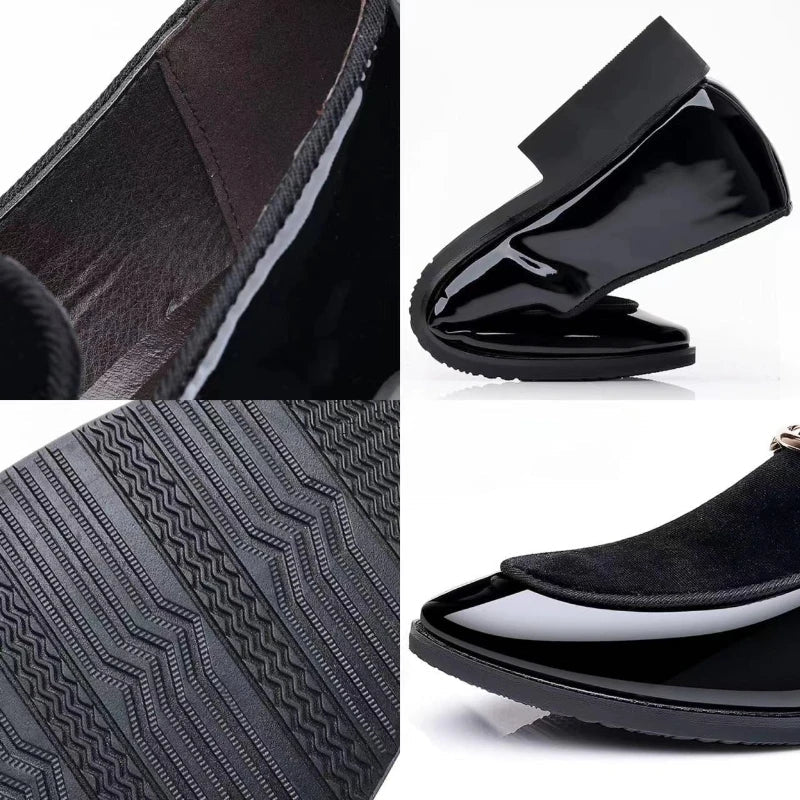 Herren Party Schuhe Schwarz Luxus Herren Formale Lederschuhe Slip on Lackleder Business Casual Schuhe Loafers Große Größe Zapatos - flohmarkt-deutschland.shop