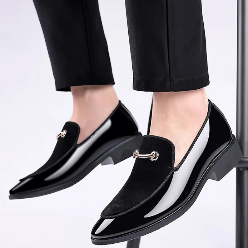 Herren Party Schuhe Schwarz Luxus Herren Formale Lederschuhe Slip on Lackleder Business Casual Schuhe Loafers Große Größe Zapatos - flohmarkt-deutschland.shop