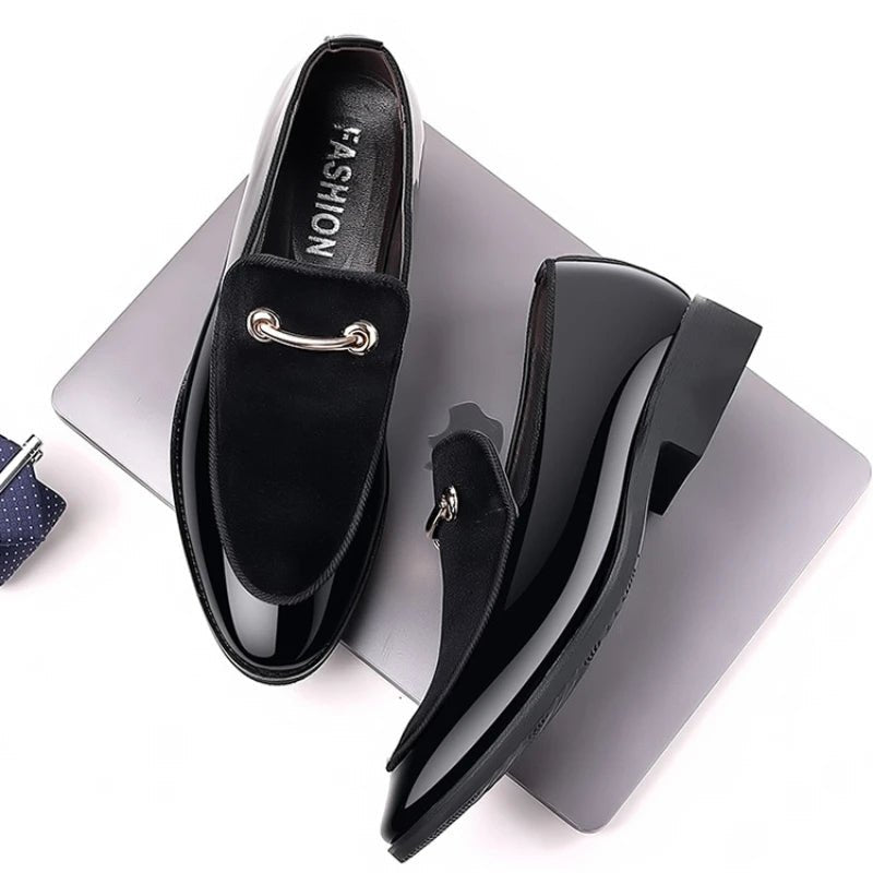 Herren Party Schuhe Schwarz Luxus Herren Formale Lederschuhe Slip on Lackleder Business Casual Schuhe Loafers Große Größe Zapatos - flohmarkt-deutschland.shop