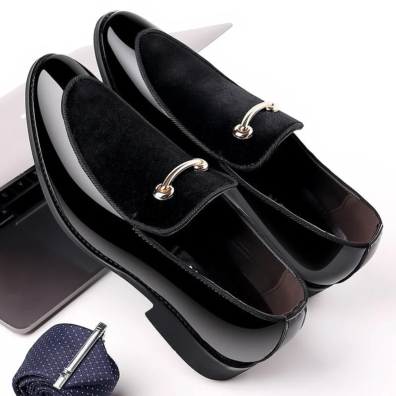 Herren Party Schuhe Schwarz Luxus Herren Formale Lederschuhe Slip on Lackleder Business Casual Schuhe Loafers Große Größe Zapatos - flohmarkt-deutschland.shop