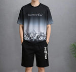 Herren-Sets, 2025, Sommermode, T-Shirts, lässig, Polyester, Farbverlauf, Shorts, Set, sportliches zweiteiliges Outfit für Herren, Basketball-Trainingsanzüge - flohmarkt-deutschland.shop