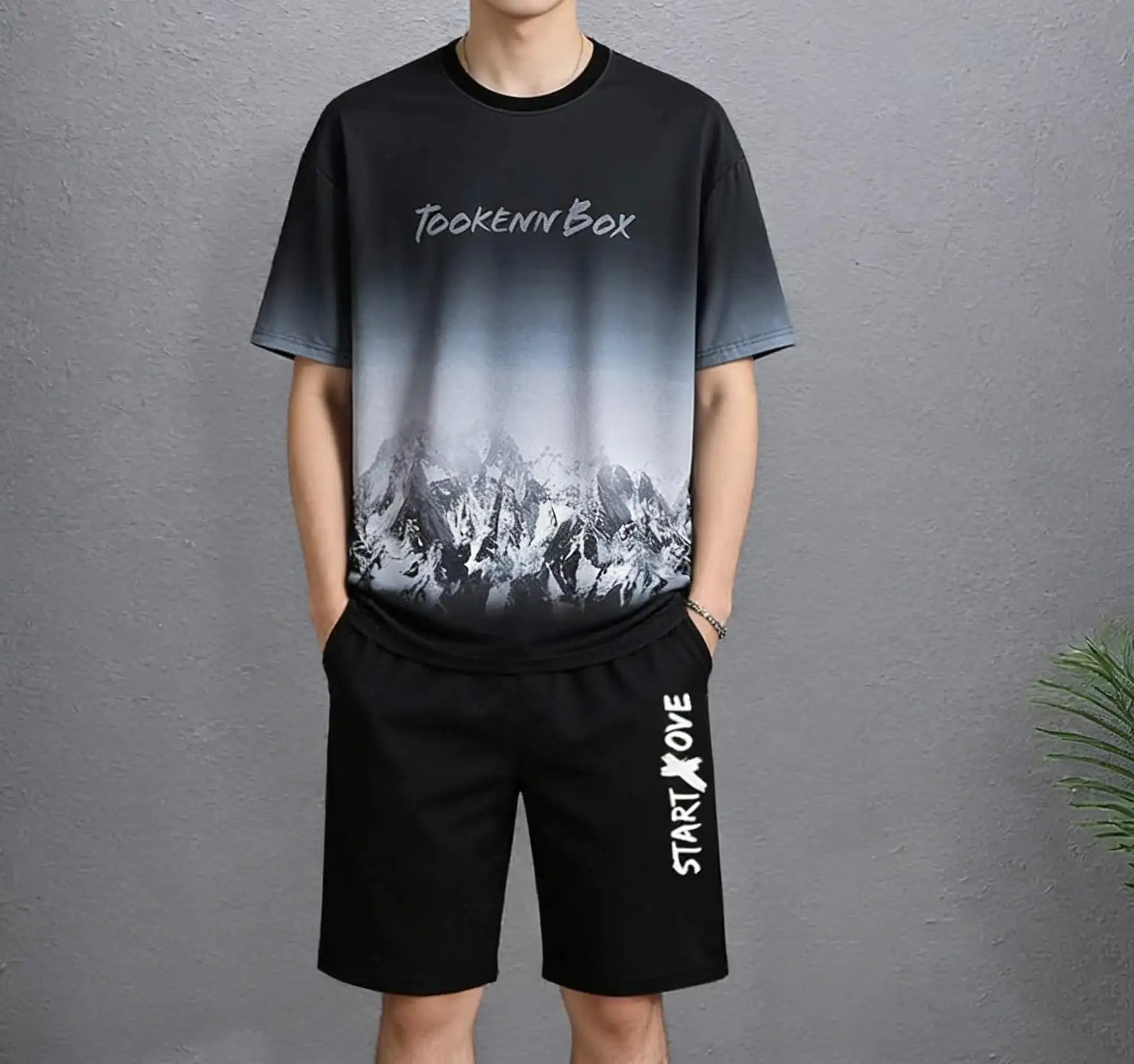 Herren-Sets, 2025, Sommermode, T-Shirts, lässig, Polyester, Farbverlauf, Shorts, Set, sportliches zweiteiliges Outfit für Herren, Basketball-Trainingsanzüge - flohmarkt-deutschland.shop