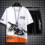 Herren-Sets, 2025, Sommermode, T-Shirts, lässig, Polyester, Farbverlauf, Shorts, Set, sportliches zweiteiliges Outfit für Herren, Basketball-Trainingsanzüge - flohmarkt-deutschland.shop
