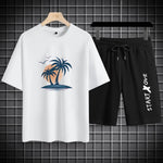 Herren-Sets, 2025, Sommermode, T-Shirts, lässig, Polyester, Farbverlauf, Shorts, Set, sportliches zweiteiliges Outfit für Herren, Basketball-Trainingsanzüge - flohmarkt-deutschland.shop