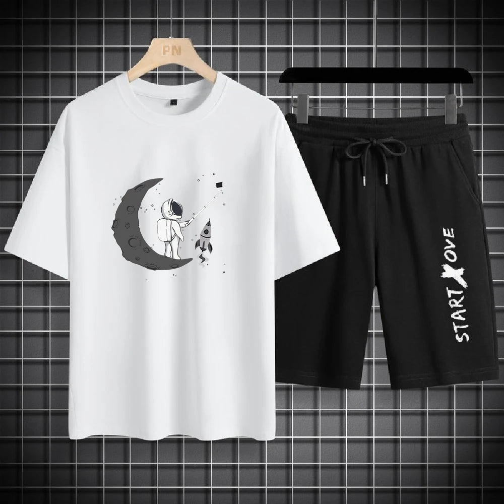 Herren-Sets, 2025, Sommermode, T-Shirts, lässig, Polyester, Farbverlauf, Shorts, Set, sportliches zweiteiliges Outfit für Herren, Basketball-Trainingsanzüge - flohmarkt-deutschland.shop