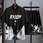 Herren-Sets, 2025, Sommermode, T-Shirts, lässig, Polyester, Farbverlauf, Shorts, Set, sportliches zweiteiliges Outfit für Herren, Basketball-Trainingsanzüge - flohmarkt-deutschland.shop