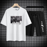 Herren-Sets, 2025, Sommermode, T-Shirts, lässig, Polyester, Farbverlauf, Shorts, Set, sportliches zweiteiliges Outfit für Herren, Basketball-Trainingsanzüge - flohmarkt-deutschland.shop