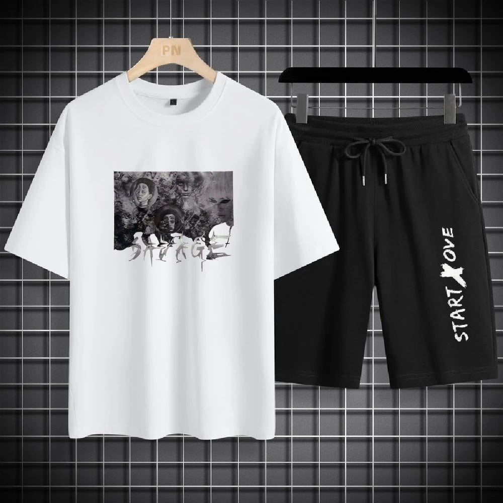 Herren-Sets, 2025, Sommermode, T-Shirts, lässig, Polyester, Farbverlauf, Shorts, Set, sportliches zweiteiliges Outfit für Herren, Basketball-Trainingsanzüge - flohmarkt-deutschland.shop