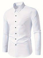 Herren Slim Fit Businesshemd –Premium Polyester, Knitterfrei mit Glanzfinish, Langarm für Büro & Date-Nights, Alljahreszeitliche - flohmarkt-deutschland.shop