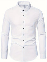 Herren Slim Fit Businesshemd –Premium Polyester, Knitterfrei mit Glanzfinish, Langarm für Büro & Date-Nights, Alljahreszeitliche - flohmarkt-deutschland.shop