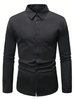 Herren Slim Fit Businesshemd –Premium Polyester, Knitterfrei mit Glanzfinish, Langarm für Büro & Date-Nights, Alljahreszeitliche - flohmarkt-deutschland.shop
