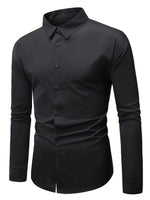 Herren Slim Fit Businesshemd –Premium Polyester, Knitterfrei mit Glanzfinish, Langarm für Büro & Date-Nights, Alljahreszeitliche - flohmarkt-deutschland.shop