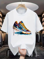 Herren Sneaker-Print T-Shirt – Urban Streetwear Hip-Hop Style mit Sneaker-Sohle & Sneaker-Oberteil-Muster, 100% weicher, atmungs - flohmarkt-deutschland.shop