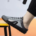 Herren Sommer Neue Atmungsaktive Offene Zehenpartie Slipper Lässige Halbschuhe für Draußen mit EVA-Einlegesohle und Mesh-Futter im Farbblock-Design - flohmarkt-deutschland.shop
