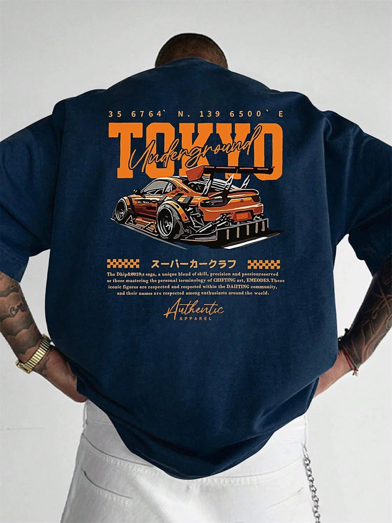 Herren-Sommer-T-Shirt aus 100 % Baumwolle, modisch, lässig, locker, groß, japanisches Tokio-Muster, bedruckt, Rundhalsausschnitt, kurzärmelig - flohmarkt-deutschland.shop