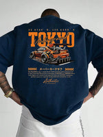 Herren-Sommer-T-Shirt aus 100 % Baumwolle, modisch, lässig, locker, groß, japanisches Tokio-Muster, bedruckt, Rundhalsausschnitt, kurzärmelig - flohmarkt-deutschland.shop