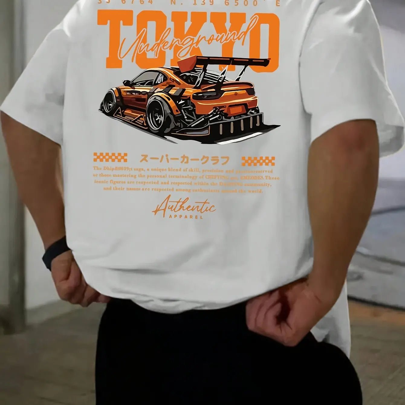 Herren-Sommer-T-Shirt aus 100 % Baumwolle, modisch, lässig, locker, groß, japanisches Tokio-Muster, bedruckt, Rundhalsausschnitt, kurzärmelig - flohmarkt-deutschland.shop