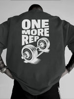 Herren T-Shirt Vintage Lustiges Fitnessstudio Workout ONE MORE REP Gewichtheben Damen Streetwear Baumwolle Übergroße T-Shirts Kurzarm Lose Top - flohmarkt-deutschland.shop