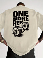 Herren T-Shirt Vintage Lustiges Fitnessstudio Workout ONE MORE REP Gewichtheben Damen Streetwear Baumwolle Übergroße T-Shirts Kurzarm Lose Top - flohmarkt-deutschland.shop