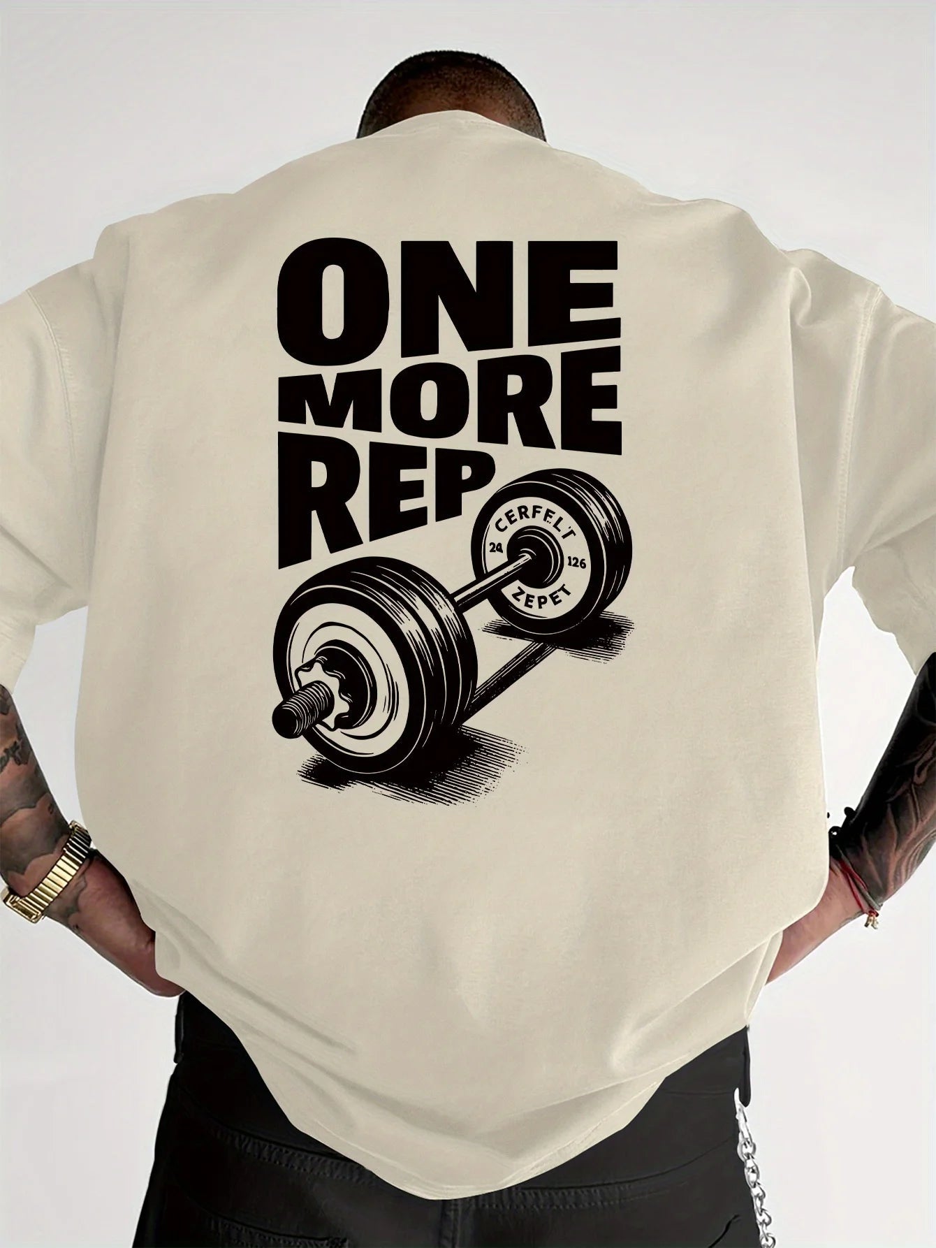 Herren T-Shirt Vintage Lustiges Fitnessstudio Workout ONE MORE REP Gewichtheben Damen Streetwear Baumwolle Übergroße T-Shirts Kurzarm Lose Top - flohmarkt-deutschland.shop