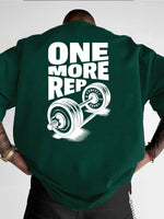 Herren T-Shirt Vintage Lustiges Fitnessstudio Workout ONE MORE REP Gewichtheben Damen Streetwear Baumwolle Übergroße T-Shirts Kurzarm Lose Top - flohmarkt-deutschland.shop