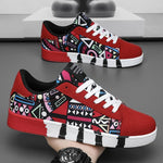 Herren Vulkanisierte Sneaker – Graffiti, Rot, Skateboard, Unisex, Casual, bis Gr. 46 - flohmarkt-deutschland.shop