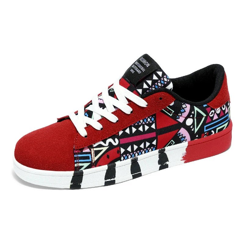 Herren Vulkanisierte Sneaker – Graffiti, Rot, Skateboard, Unisex, Casual, bis Gr. 46 - flohmarkt-deutschland.shop