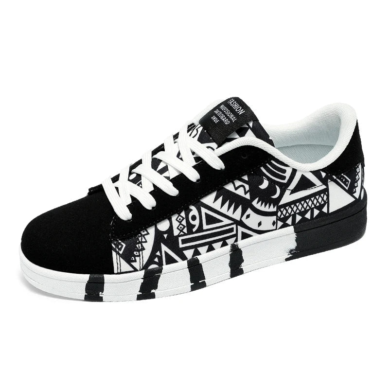 Herren Vulkanisierte Sneaker – Graffiti, Rot, Skateboard, Unisex, Casual, bis Gr. 46 - flohmarkt-deutschland.shop