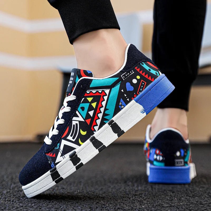Herren Vulkanisierte Sneaker – Graffiti, Rot, Skateboard, Unisex, Casual, bis Gr. 46 - flohmarkt-deutschland.shop