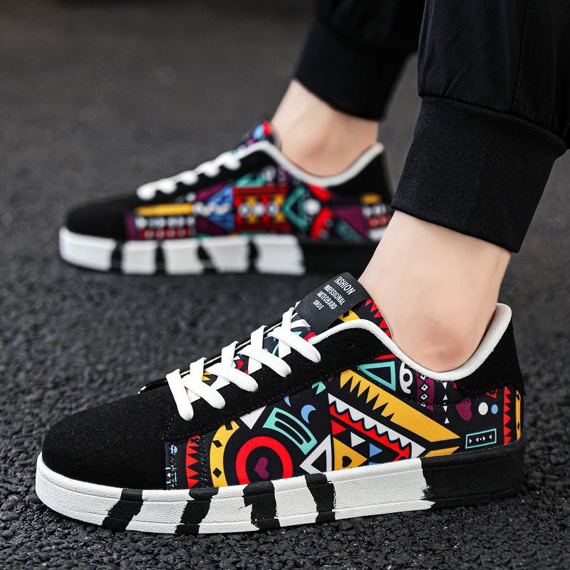 Herren Vulkanisierte Sneaker – Graffiti, Rot, Skateboard, Unisex, Casual, bis Gr. 46 - flohmarkt-deutschland.shop
