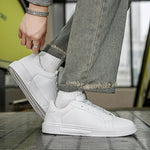 Herrenschuhe, weiße Turnschuhe, PU-Leder, solide Herren-Freizeitschuhe, leicht, weich, vulkanisierte Damenschuhe, Paar Schnür-Laufschuh - flohmarkt-deutschland.shop