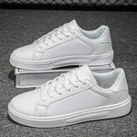 Herrenschuhe, weiße Turnschuhe, PU-Leder, solide Herren-Freizeitschuhe, leicht, weich, vulkanisierte Damenschuhe, Paar Schnür-Laufschuh - flohmarkt-deutschland.shop