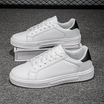 Herrenschuhe, weiße Turnschuhe, PU-Leder, solide Herren-Freizeitschuhe, leicht, weich, vulkanisierte Damenschuhe, Paar Schnür-Laufschuh - flohmarkt-deutschland.shop